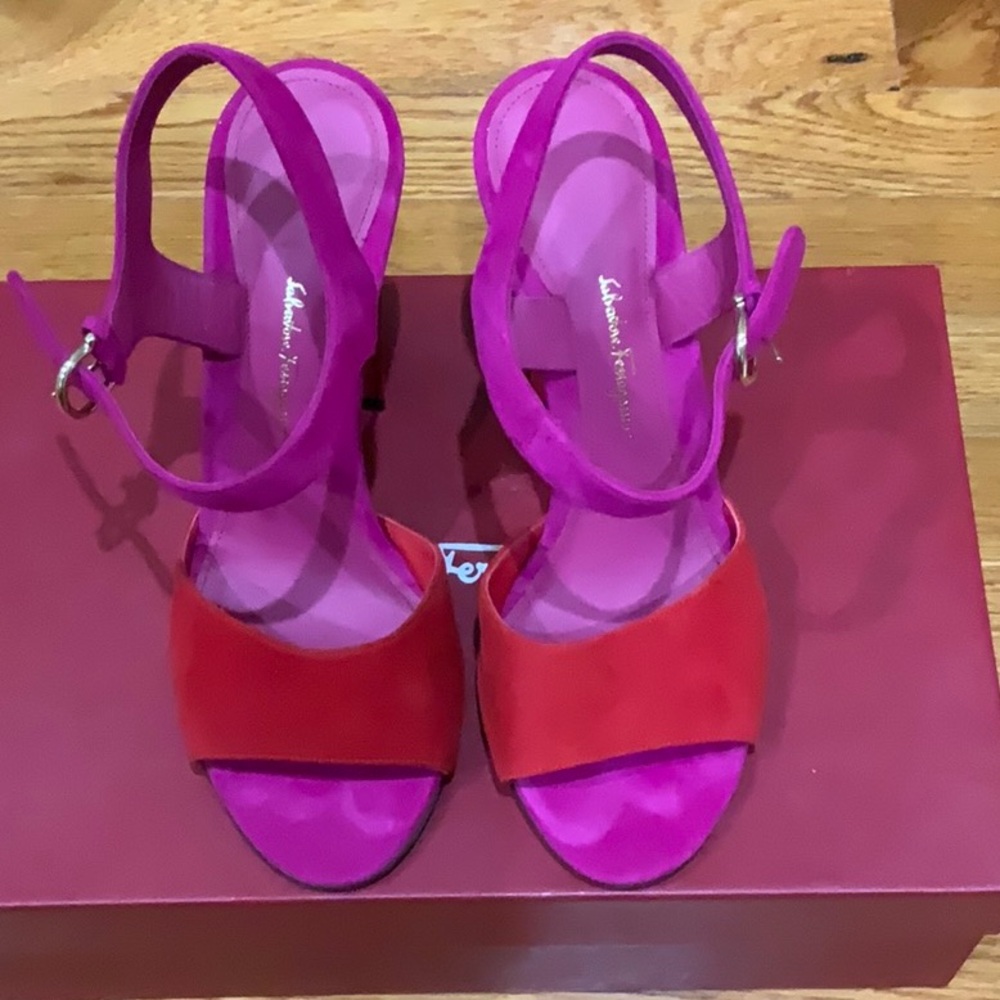 Salvatore Ferragamo Lipstick Two Tone Heels